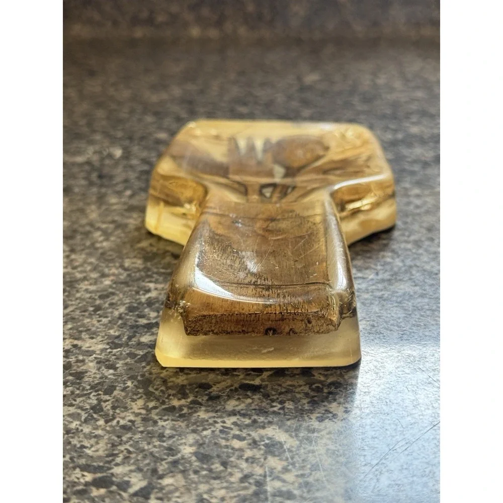 Mid Century Modern 1970 Lucite Acrylic Wood Tools Kitchen Spoon Rest mcm Vintage